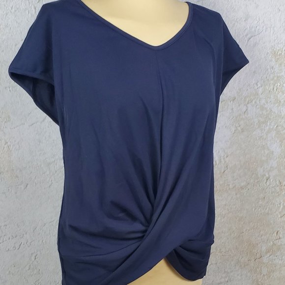 Navy, Twist Front Short Sleeve T-shirt - Picture 3 of 3